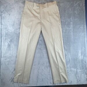 Saddlebred Sharkskin Straight Fit Flat From Pants, Tan, Nice Fabric, 38x34 NWT